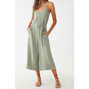 Linen blend culotte jumpsuit